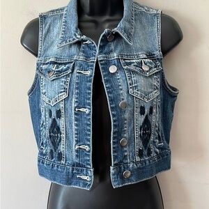 TAKARA Embroidered Denim Vest small EUC